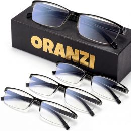 ORANZI 1.5 Reading Glasses Men Blue Light Readers Glass, Bundle of 3