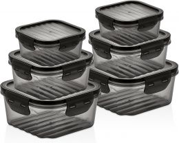 cev home essentials 12-Piece Food Storage Container Set Plastic Dishwasher Safe 12-Piece, Bundle of 2