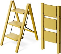 BEFITMACE 3 Step Stool Foldable Ladder Aluminum Foldable