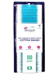 Swisspers Hot Colored Swab-500 ct (Color May Vary) 500 ct, Bundle of 3