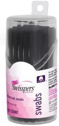 Swisspers Premium Products - Charcoal Swabs With Dark Black Cotton 1 Pack, 50 Count, Bundle of 4