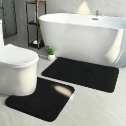 HOMORE Black Bathroom Rug Set 2 2 Piece, 21x34, 21x21, Bundle of 2