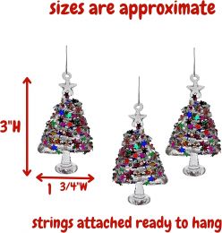 BANBERRY DESIGNS Christmas Tree Ornaments Set of Glass Set of 3, Bundle of 2