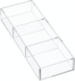 HIIMIEI 3 Section Clear Acrylic Drawer Organizer Tray 3 inch, 8x4, Bundle of 2