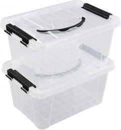 Jekiyo Clear Plastic Storage Bin Plastic Set of 2, Bundle of 2