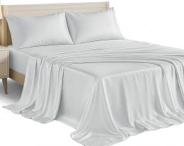 LDC LUX DECOR COLLECTION Lux Décor 4-Piece Satin King Sheets Set– 4-Piece, Bundle of 2