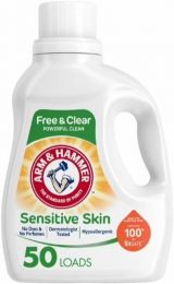Arm & Hammer Sensitive Skin Free & Clear 50 Loads Liquid Laundry Detergent 50 Ounce, Bundle of 3
