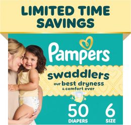 Pampers Swaddlers Diapers Hypoallergenic 50 Count, 44 lbs
