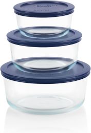 Pyrex Simply Store (3-Pack) Glass Food Storage Containers Set Glass Plastic 3-Pack, Bundle of 2