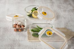 LocknLock LOCK & LOCK Ovenglass Heat Resistant Glass Round Food Storage Container with Glass, Bundle of 2