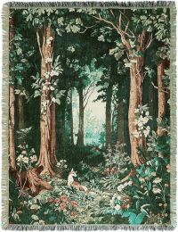 Moukeren 60 x 50 Inch Forest Woven Tapestry Blanket with Wood 50 Inch, 60 x 50 Inch