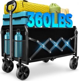 LIAPOTT Wagons Carts Foldable - Collapsible Wagon Cart with Foldable