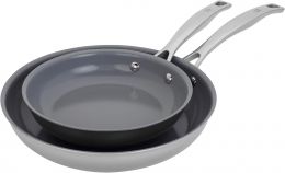 HENCKELS Clad H3 2-pc Stainless Steel Ceramic Nonstick 8-in & 10-in Fry Pan Set Stainless Steel Nonstick
