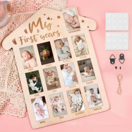Febvao 12 Monthly Picture Frame Wood, Bundle of 4