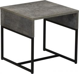 Household Essentials Slate Concrete Table with Black Iron Base