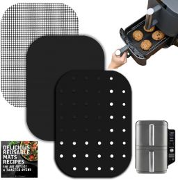 INFRAOVENS Reusable Liners for Ninja DoubleStack 2-Basket Air Fryer, Bundle of 3