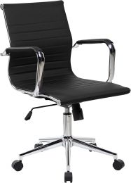 Techni Mobili Mid-Back PU Leather Office Chair with Padded Arms