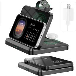Acenew MagSafe-Compatible 3-in-1 Wireless Charger for Wireless Foldable Portable, Bundle of 3