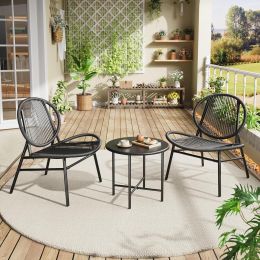 Garvee 3 Piece Outdoor Acapulco Chair Patio Bistro Set 3 Piece