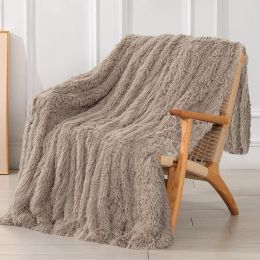 Tuddrom Decorative Extra Soft Faux Fur Blanket Queen Microfiber, Bundle of 2
