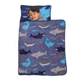 Everything Kids Blue and Grey Shark Toddler Nap Mat with