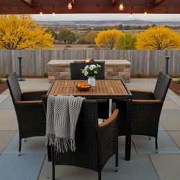Greesum 5 Pieces Outdoor Patio Dining Set Wood
