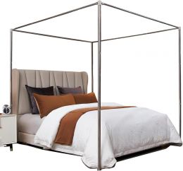 VELSKUD Canopy Bed Frame King Stainless Steel Wood Metal