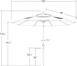 California Umbrella 11' Round Aluminum Market Umbrella Aluminum