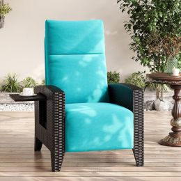 GarveeHome Outdoor Wicker Recliner with Adjustable Back and Footrest