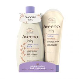 Aveeno Baby Calming Comfort Bath + Body Lotion Set, Bundle of 2
