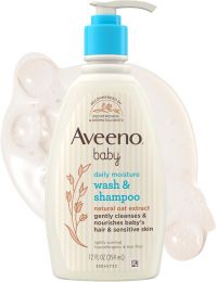Aveeno Baby Daily Moisture Gentle Baby Body Wash and Shampoo with, Bundle of 3