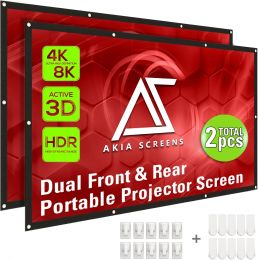 AKIA SCREENS 120" Dual Projection Projector Screen Foldable Portable, Bundle of 2