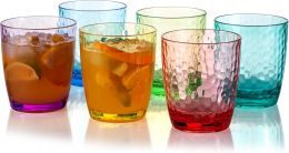 KOXIN-KARLU Hammered 15-ounce Plastic Tumbler Acrylic Glasses Glass Plastic set of 6, Bundle of 2