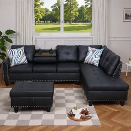 Trygoal L-Shaped Sectional Sofa with Movable Chaise & Storage 3-Piece
