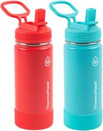 ThermoFlask 16oz Stainless Steel Water Bottle Stainless Steel 2-Pack, 16oz