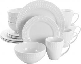 Elama Cara 16 Piece Round Porcelain Dinnerware Set in 16 Piece