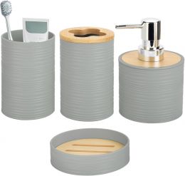 RRM 4 Pieces Bamboo Bathroom Accessories Set, Bundle of 2