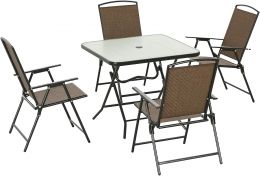 Outsunny 5 Pieces Wicker Patio Dining Set Foldable Foldable