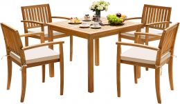 Greesum 5 Pieces Acacia Wood Patio Dining Set Wood