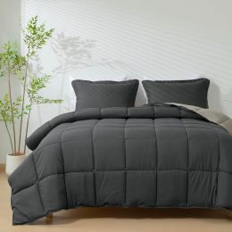 HIG 3pc Gray Queen Size Bedding Comforter Set Duvet 3pc