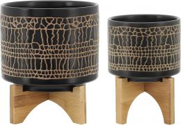 Sagebrook Home Set of Ceramic Wood Set of 2