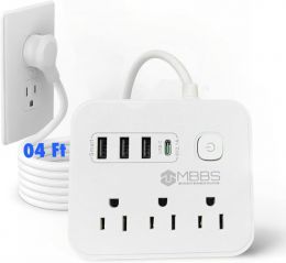 MBBS 4 ft Surge Protector Power Strip with USB Heavy Duty 4 ft, Bundle of 2