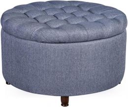 Niche Knight 28-Inch Large Round Pintucked Storage Ottoman with