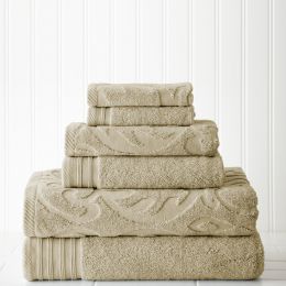 Modern Threads 6 Piece Jacquard/Solid Towel Set-Medallion 6 Piece