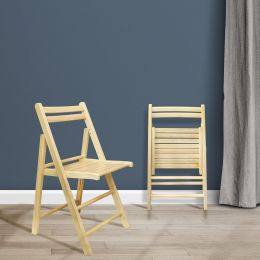 Casual Home Wooden Folding Chairs 2-Pcs Set Wood