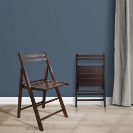 Casual Home Wooden Folding Chairs 2-Pcs Set Wood