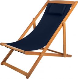 Lavish Home Beach Lounge Chair - Adjustable Height Reclining Sling Wood Portable
