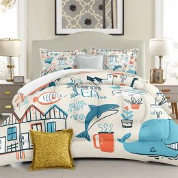 Suklly Cartoon Navigation Comforter Set Queen Microfiber