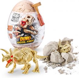 Robo Alive Dino Fossil Find - Triceratops by ZURU Excavate Dinosaur Fossils Digging Kit Collectible, Bundle of 2