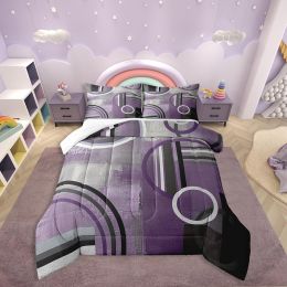 Erosebridal Purple Black Gray Comforter Set Twin